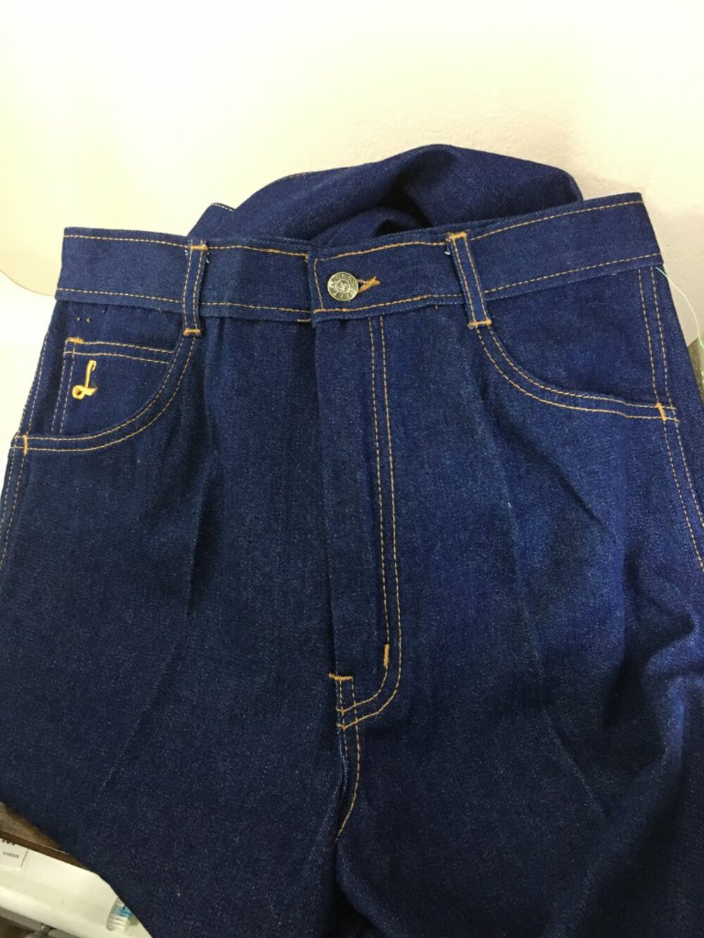 VINTAGE 70's Deadstock LONGSTREET High Waisted Flare Jeans Dark Wash 🕺🪩 - Picture 7 of 15